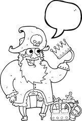 Obraz premium freehand drawn speech bubble cartoon pirate captain