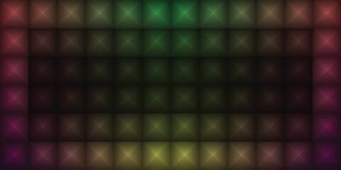 Glowing squares, colorful geometric background