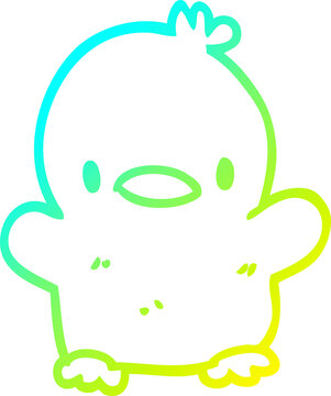 recommend clip art: cold gradient line drawing of a cartoon baby duck