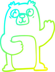 cold gradient line drawing of a cartoon wide eyed bear