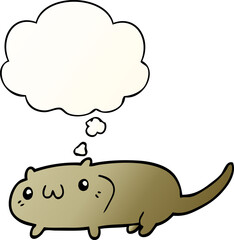 cartoon cat with thought bubble in smooth gradient style