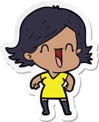 Obraz premium sticker of a cartoon happy woman