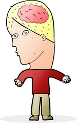 cartoon man with brain symbol