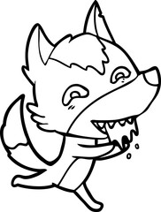 cartoon hungry wolf