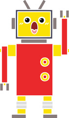 flat color retro cartoon of a robot
