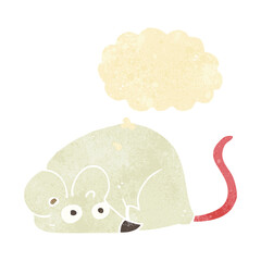 cartoon white mouse with thought bubble