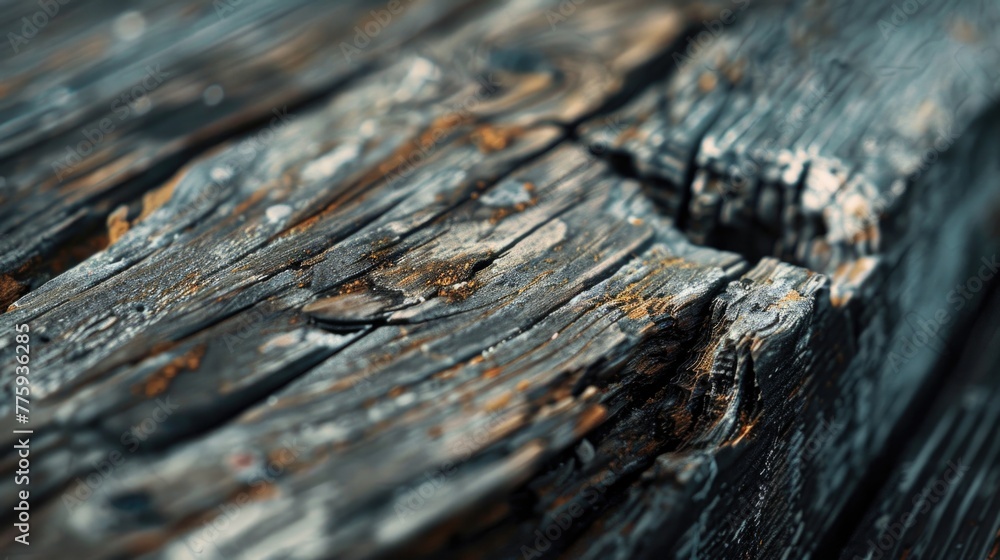 Poster A detailed shot of a piece of wood on a table. Perfect for rustic or DIY themed projects