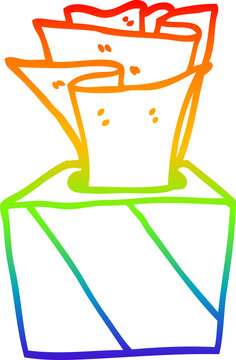recommend clip art: rainbow gradient line drawing of a cartoon box of tissues