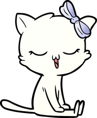 cartoon cat with bow on head