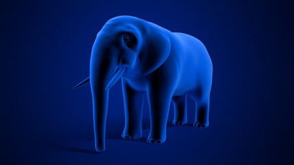 3D Elephant Animal Illustration on blue Background