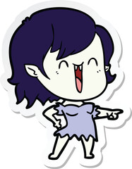 sticker of a cute cartoon happy vampire girl