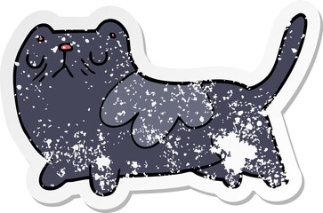 distressed sticker of a cartoon cat