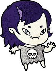 cartoon friendly vampire girl waving