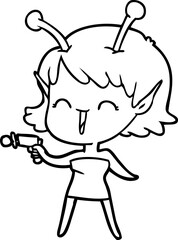 cartoon alien girl laughing