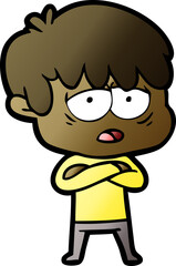 cartoon exhausted boy