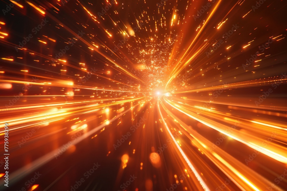 Poster A mesmerizing image of light trails captured through a long exposure. Perfect for background or abstract concepts