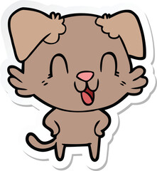 sticker of a laughing cartoon dog