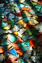 Beautiful colourful mosaic tiles under the sunlight
