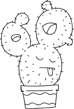 recommend clip art: line drawing quirky cartoon cactus
