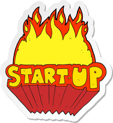 sticker of a cartoon startup symbol