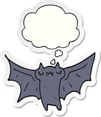 cute cartoon halloween bat with thought bubble as a printed sticker
