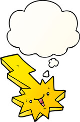 cartoon lightning strike with thought bubble in smooth gradient style