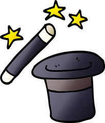cartoon doodle magicians hat and wand