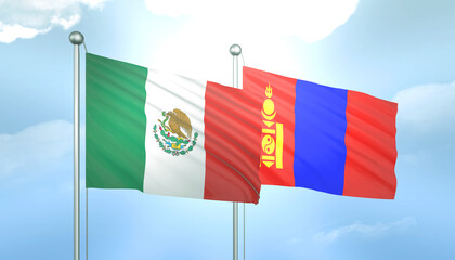Mexico and Mongolia Flag Together A Concept of Relations