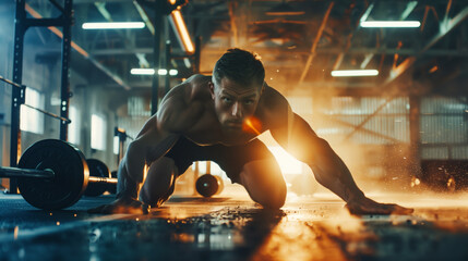 Fototapeta na wymiar An athlete pushing through a challenging workout