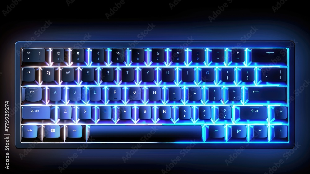Aufkleber A modern computer keyboard with illuminated keys. Suitable for technology and office concepts