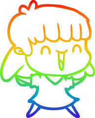 rainbow gradient line drawing of a cartoon woman