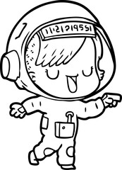 cartoon astronaut woman