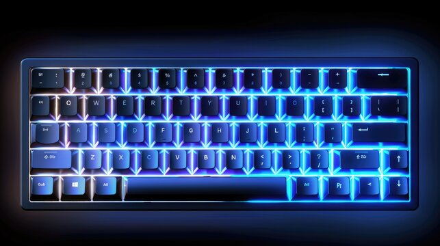 A modern computer keyboard with illuminated keys. Suitable for technology and office concepts