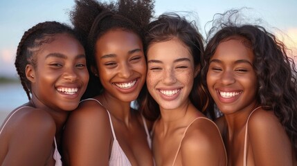 Fototapeta premium Elegantly United: Group of Young Women Standing Together