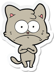 Obraz na płótnie Canvas sticker of a cartoon nervous cat