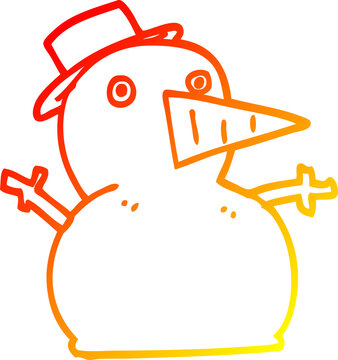 recommend clip art: warm gradient line drawing of a cartoon funny snowman