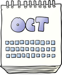 freehand drawn cartoon calendar showing month of october