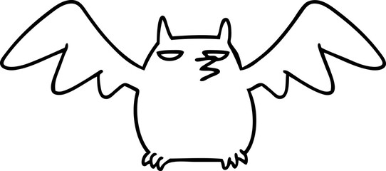 hand drawn line drawing doodle of a night bat