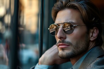 Obraz premium Sophisticated Elegant man fashion. Attractive person. Generate Ai
