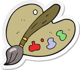 sticker of a cartoon artist palette