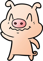 nervous cartoon pig