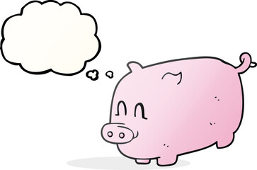 freehand drawn thought bubble cartoon pig