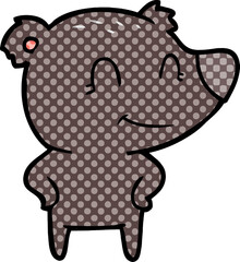 friendly bear with hands on hips