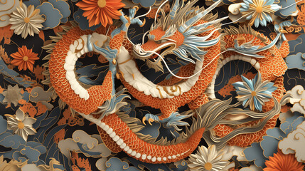 chinese dragon hand painted wall art