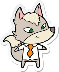sticker of a friendly cartoon wolf manager