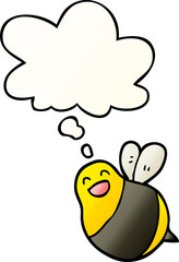 cartoon bee with thought bubble in smooth gradient style