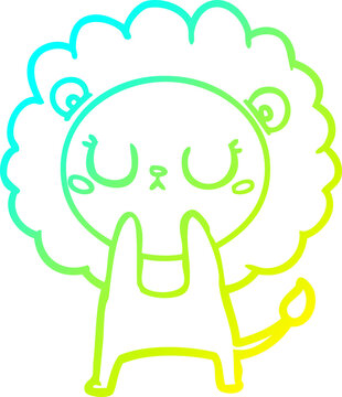 recommend clip art: cold gradient line drawing of a cartoon lion