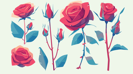 Rose is a hand drawing. A blossoming rosebud. Vecto - obrazy, fototapety, plakaty