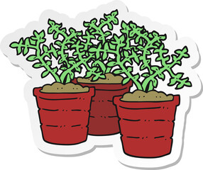 sticker of a cartoon potted plants