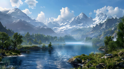 Majestic Snow Capped Mountains Serene - high quality landscape wallpaper